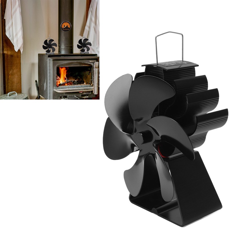 Fireplace Stove Fan 6 Blades Quiet High Temperature Resistant Heat