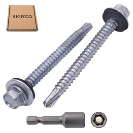 SKIR'CO (25 pcs) Zinc Plated Roofing Screws, 5.5 x 60 mm Self-Drilling Screws With EPDM Washers, Hex Head