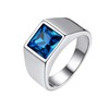 Bestyle Stainless Steel Square 8mm*8mm Blue Topaz Sapphire Ring for