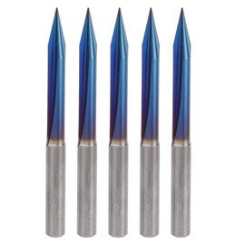 5pcs 2 Flutes V Bits, 2 Flutes Straight Groove V Bits 0.3 mm Tip Engraving Tools Blue 4 mm Shank Cutter Tungsten Steel CNC Milling Cutter 4 x 0.3 x 30 mm