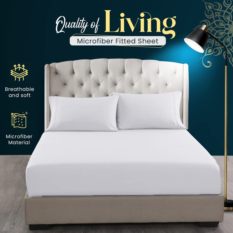 Sunshine Comforts Microfiber Fitted Sheets Breathable, Anti Wrinkle 26cm Deep