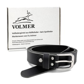Fa.Volmer® Men's Leather Belt Made from Buffalo Leather for Men Jeans Suit Real Leather Brown 30 mm Wide Can Be Shortened #GSw300801 -