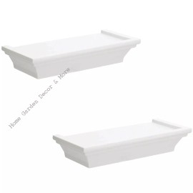 Greenbrier International Inc. SET OF 2 Small White Floating Plastic Shelf Shelves  8.6" L  x 4" D Holds 5 lbs