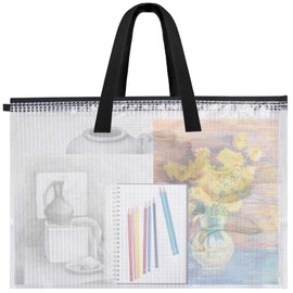 Klmnop Large Art Portfolio Bag, 34 x 47 Inch Art Portfolio Case Poster Storage Bag with Handle and Zipper, Portfolio Folder for Artwork(Clear)