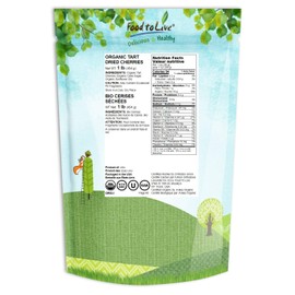 Organic Dried Tart Cherries, 1 Pound — Lightly Sweetened, Pitted, Non-GMO, Kosher, Unsulfured, Sour, Bulk