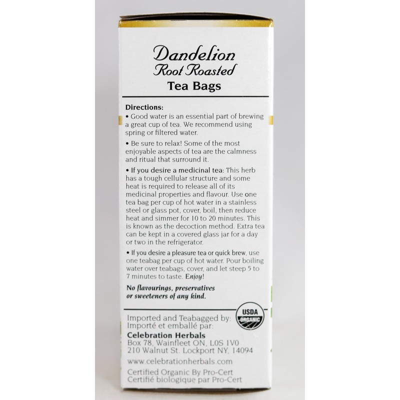 CELEBRATION HERBALS Dandelion Root Roasted Tea Organic 24 Bag, 0.02