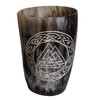 Hornerey, Valknut Buffalo Horn, Engraved Viking Drinking Horn Cup, Drinking Horn for Mead, 200 ml, Pack of 1