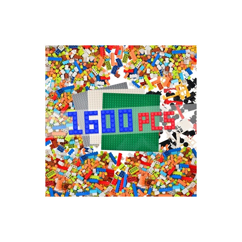 1600 PCS Building Bricks Set, Classic Bulk Building Blocks Compatible