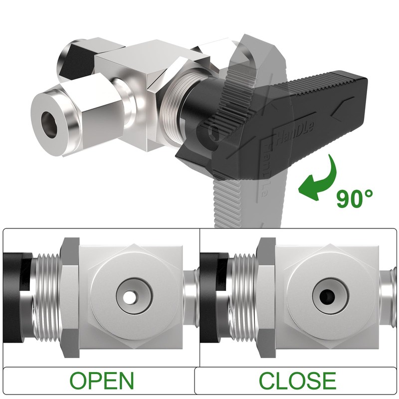 TAISHER 1PCS 304 Stainless Steel 3 Way Compression Tube Valve,