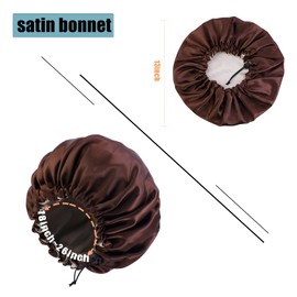 Satin Bonnet Silk Bonnet for Curly Hair Bonnet Braid Bonnet for Sleeping Bonnets for Women Large Double-Layer Adjustable Brown