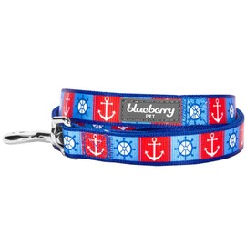 Blueberry Pet Essentials 2 Patterns Classy Bon Voyage Nautical Ocean Harbor Designer Dog Leash, 5 ft x 3/4", Medium, Durable Leashes for Dogs