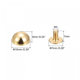 sourcing map 10x6mm Screw Back Rivets Solid Round Head Leather Studs Spike Gold Tone 10 Sets