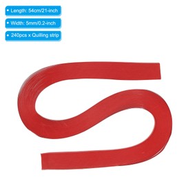 PATIKIL 240pcs Quilling Strips Paper 3/16"(5mm) 21"(54cm) Origami Paper Quilling Strip for Art DIY Hand Craft Christmas, Bright Red