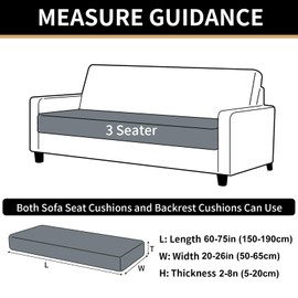 HEYOMART Sofa Seat Cushion Covers, 1-Piece Sofa Cushion Cover Protection, Jacquard Knitted Stretch Couch Cushion Covers Replacement for Individual Cushion (3 Seater, Dark Grey)