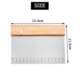 LOMUG Dough Cutter, Pack of 2 Stainless Steel Dough Card with Non-Slip Wooden Handle and Measuring Scale, Grill Scraper Dough Spatula Dough Card for Dough Cakes Pizza Baking Tool