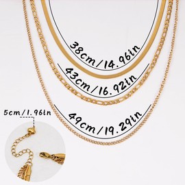 Eigso Gold Layered Stacked Chain Necklaces for Women Men Bohomian Herringbone Snake Chains Link Necklace for Women, Stainless Steel, No Gemstone