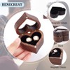 Benecreat 1 Piece Wooden Ring Box, Heart Shape, Walnut, Clear