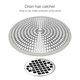LEKEYE Shower Drain Hair Catcher | Strainer | Shower Stall Drain Cover | Bathroom Drain Protector Stainless Steel and Silicone(Light Gray)
