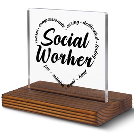 Social Worker gift Clear Desk Decor Signs, Appreciation Gifts for Social Worker, Thank You Christmas Gift for School Counselor Therapist Social Worker Heart Gift Office Plaque EC145