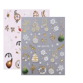 5D Christmas Nail Stickers for Nail Art 6Pcs Embossed Winter Crystal Ball Nail Decals Snowman Xmas Tree Clock Flower Snowflake Santa Claus Glitter Design Christmas Stickers for Women Manicure Supplies