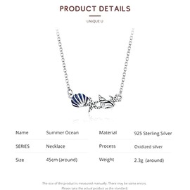 PAHALA 925 Sterling Silver Summer Shell and Starfish Chain Pendant Wedding Necklace