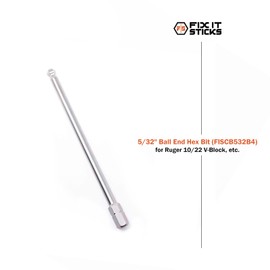 Fix It Sticks Extended Action Hex Bit - 0.1875"x4" Long Gunsmith Screwdriver Bits for Rifle Maintenance & General Use, Compatible w/Standard 1/4" Drivers & Tools | 5/32" Ball End Hex Bit