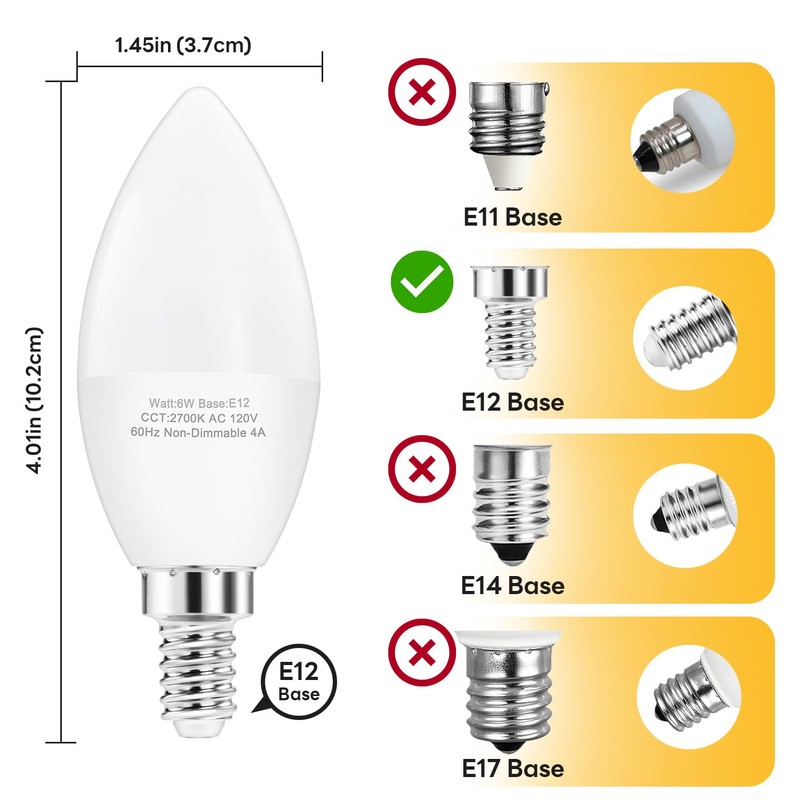 HengBo LED E12 LED Candelabra Bulbs, 60W Equivalent E12 Light