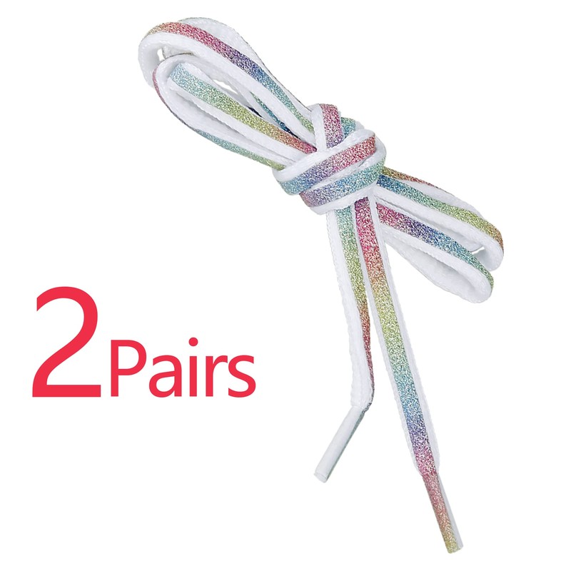 Elerevyo Shoelaces, Round Shoelaces, Fashionable, Reflective Stripes, Unisex, 2 Pairs,