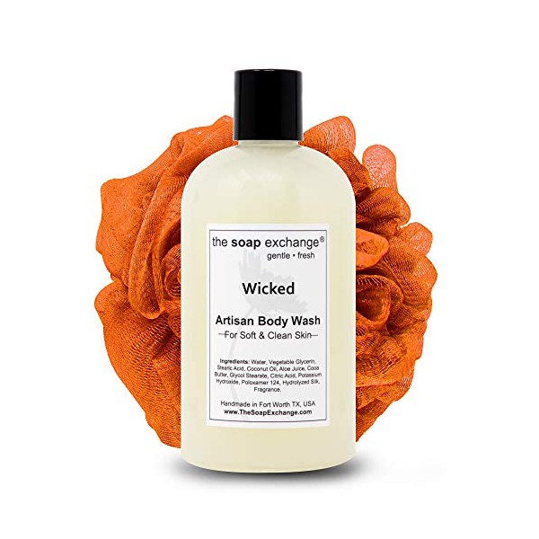 The Soap Exchange Body Wash - Wicked Scent - Hand Crafted 12 fl oz / 354 ml Natural Artisan Liquid Soap for Hand, Face & Body, Shower Gel, Cleanse, Moisturize, & Protect. Made in the USA.