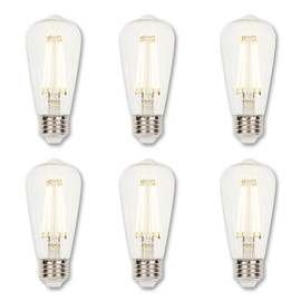 Westinghouse 4518700 6.5 Watt (60 Watt Equivalent) ST15 Dimmable Clear Filament LED Light Bulb, Medium Base (6-Pack)