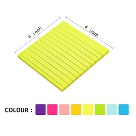 8 Pads-GJNMYSD Lined Sticky Notes 102 x 102 mm Bright Ruled Post Stickies Colorful Super Sticking Power Memo Pads, for Office, Home, School, Meeting,Post It Notes Lined,Coloured Post It Notes