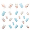24Pcs Flower Pattern Design Press on Nails, Acrylic Full Cover