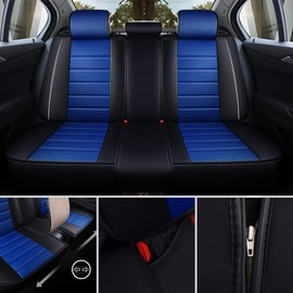 otoez Universal Car Seat Covers Full Set Leather Automotive Seat Protector Vehicle Interior Accessories Compatible with Most Honda Toyota Jeep Chevy Ford Nissan Hyundai Vehicles, Trucks, SUVs (Blue)
