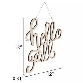 Woodpile Fun! Wood Hello Fall Words - Unfinished Wooden Wreath or Wall Decor - 13.5 x 13 Inches, Brown