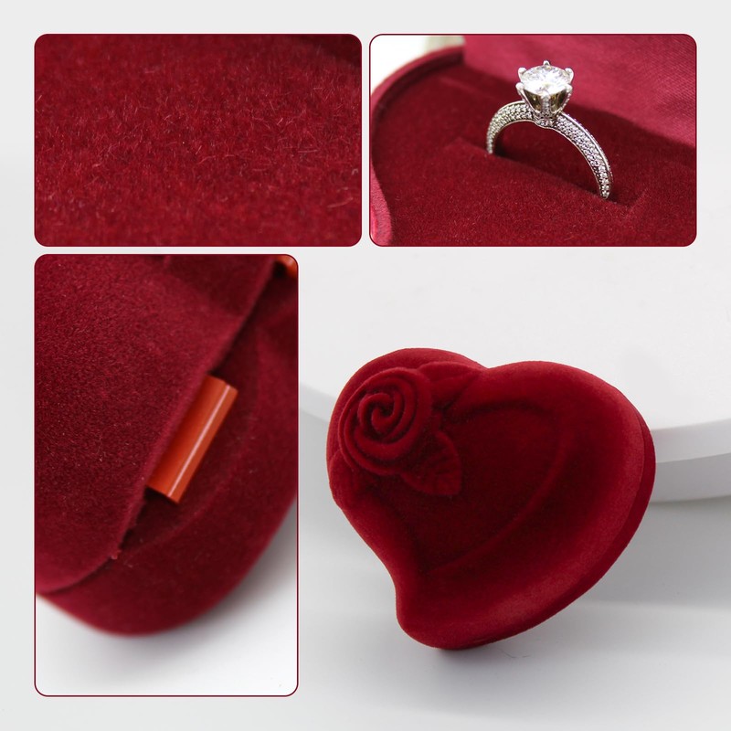 FuninCrea Velvet Ring Box Ring Box Single Ring Holder Ring