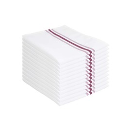 Arkwright Bistro Dinner Cloth Napkins - (Pack of 12) Absorbent, Soft, and Washable Professional Restaurant Quality Table Linen with French Stripes, 18 x 22 in, Burgundy