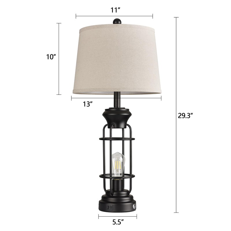 Reaketon Table Lamp Set of 2 with USB Ports, 28"