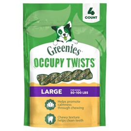 Greenies Occupy Twists Natural Dog Treats Large Breed Size Dog Chews Long Lasting Chicken Flavor, 8.55 oz. Pack, 4 Count