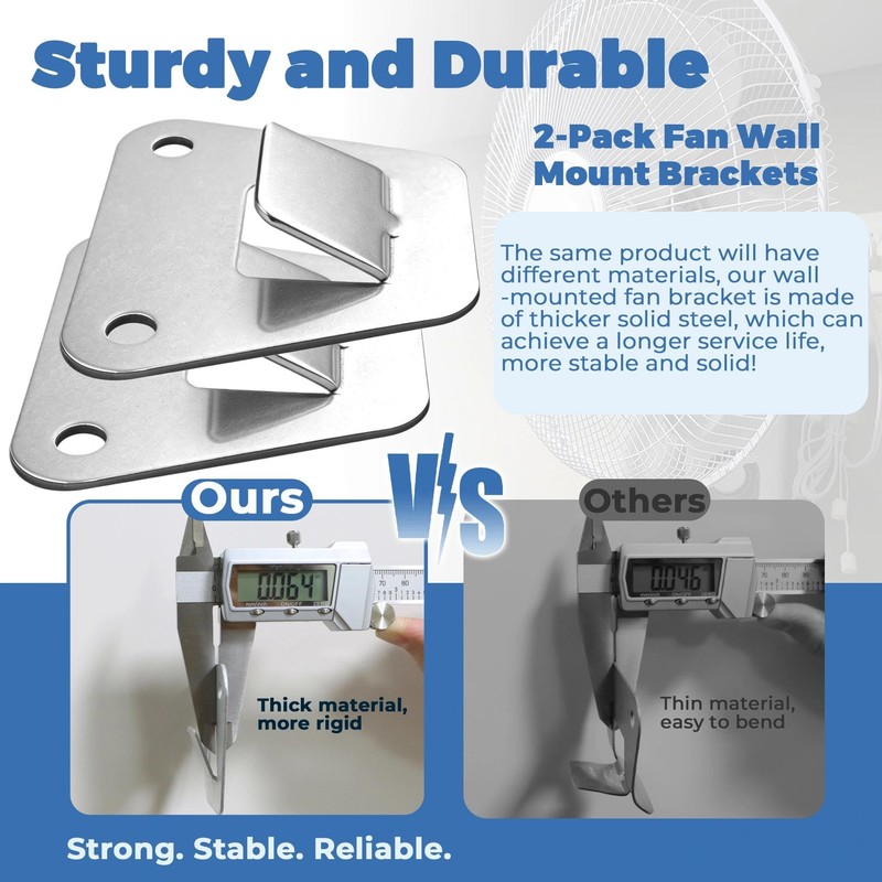 LUTQ 2-Set Heavy Duty Wall Fan Mounting Bracket - Solid