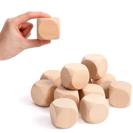 Blank Wood Dice 1-1/2 inch 40PCS Unfinished Square Blocks 40mm Small Wooden Cubes with Rounded Corners for DIY Craft Projects
