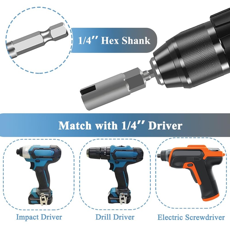 Teocpai 5PCS Deep Power Wing Nut Driver Set 10/12/14/16/18mm, 1/4''
