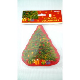 Unbranded 8 Cardstock CHRISTMAS TREE CUTOUTS 5" Two-sided Red & Green from Unique