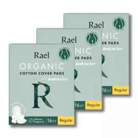 Rael, Inc Rael Organic Cotton Cover Sanitary Napkins With Wings, Unscented, Regular Size - 3 Pack, Regular