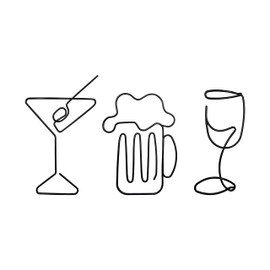 Ecqizer Metal Wine Glass Wall Art 3pcs Metal Wire Wine Glass Decor Black Wine Glass Wall Art Metal Bar Decorations for Home Bar Wine Glass Wall Art Decor for Bar Out Door Bar Decor