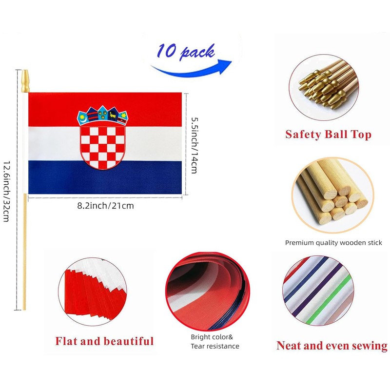Croatia Flags, Croat Mini Flag Small Handheld Flag- 5x8 in