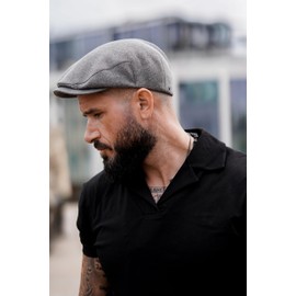 WEROR WEROR-438.1 Men's Flat Cap Peaked Cap with Peak - Cap with Cotton Lining - Summer/Winter, gray