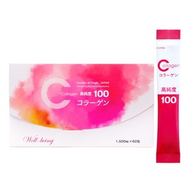Collagen High Purity 100 [60 Packs] Collagen Peptide, Powder, 100% High Purity, Made in Japan, Collagen Supplement (1,500 mg x 60 Packs)