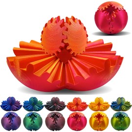 Ackygetrich Gear Sphere, 3D Printed Fidget Toy for Stress Relief, Anxiety and ADHD, Desk Toy (Orange Red)