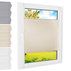 Klemmfix Pleated Blind, White, 90 x 220 cm, No Drilling Required