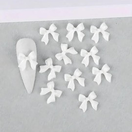 100PCS White Bow Nail Charms 3D Resin Bow Nail Art Charms Valentinese Day Charms Ribbon Nail Art Supplies Kawaii Nail Gems and Charms Bow-Knot Nail Jewelry for Women DIY Nail Decoration Accessories